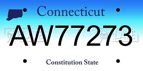 AW77273 Connecticut License Plate