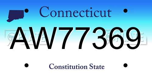 AW77369 Connecticut License Plate
