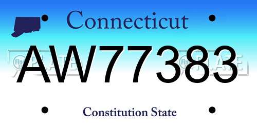 AW77383 Connecticut License Plate