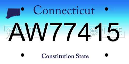AW77415 Connecticut License Plate