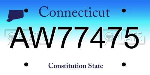 AW77475 Connecticut License Plate