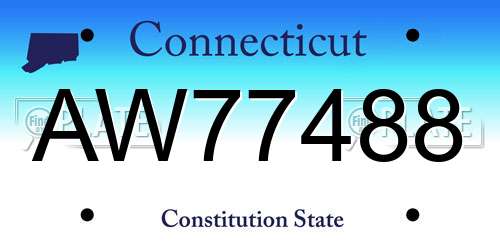 AW77488 Connecticut License Plate