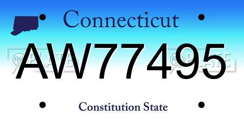 AW77495 Connecticut License Plate