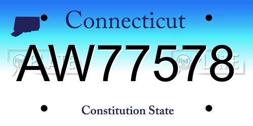 AW77578 Connecticut License Plate