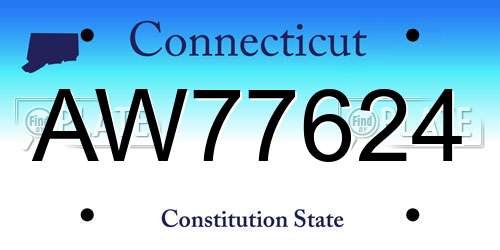AW77624 Connecticut License Plate