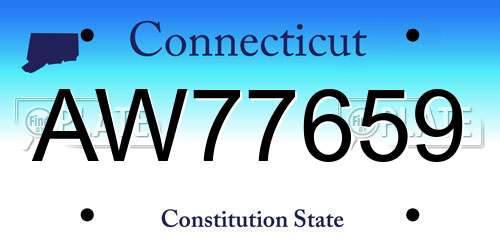 AW77659 Connecticut License Plate