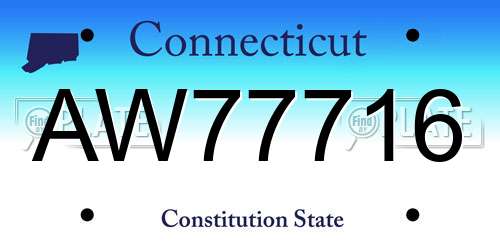 AW77716 Connecticut License Plate