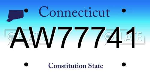 AW77741 Connecticut License Plate