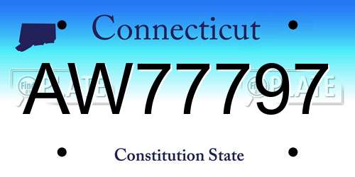 AW77797 Connecticut License Plate