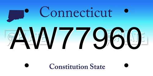 AW77960 Connecticut License Plate