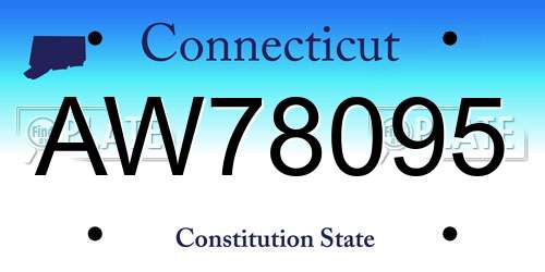 AW78095 Connecticut License Plate