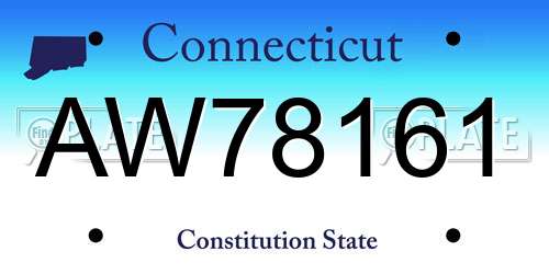 AW78161 Connecticut License Plate