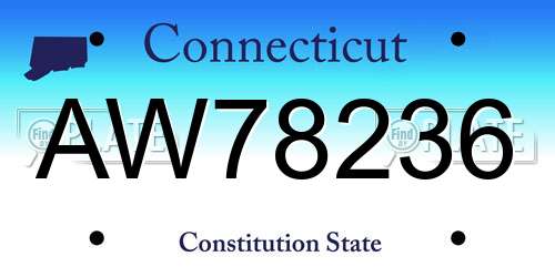 AW78236 Connecticut License Plate