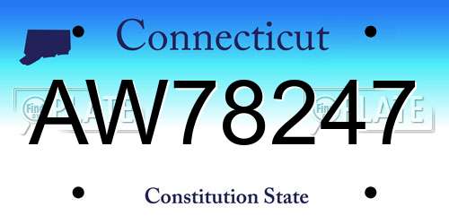 AW78247 Connecticut License Plate