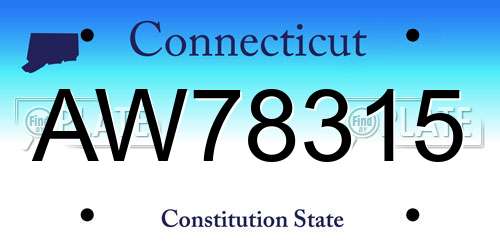 AW78315 Connecticut License Plate