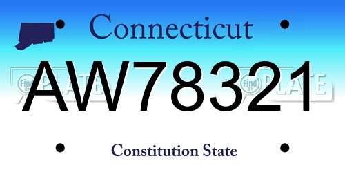 AW78321 Connecticut License Plate