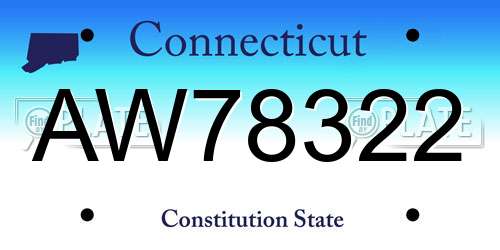 AW78322 Connecticut License Plate