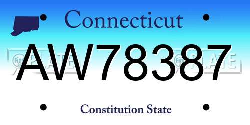 AW78387 Connecticut License Plate