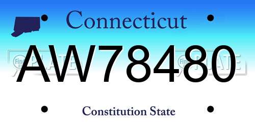 AW78480 Connecticut License Plate