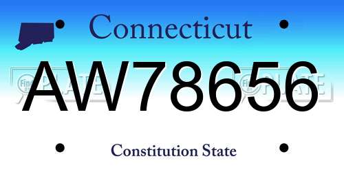 AW78656 Connecticut License Plate