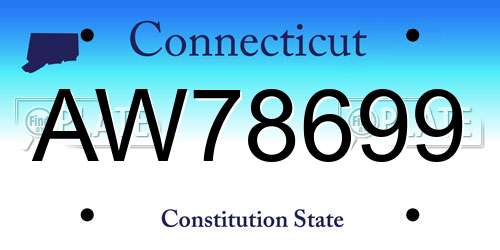 AW78699 Connecticut License Plate