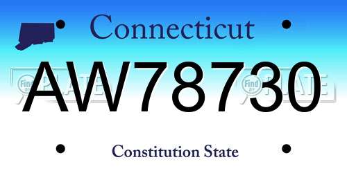 AW78730 Connecticut License Plate