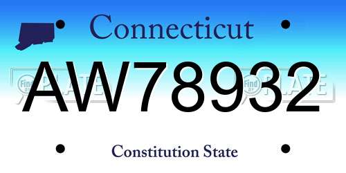 AW78932 Connecticut License Plate