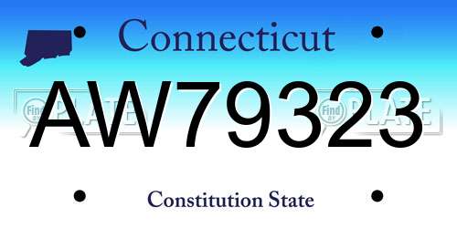 AW79323 Connecticut License Plate