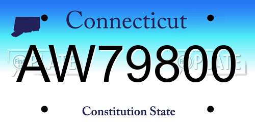 AW79800 Connecticut License Plate