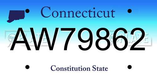AW79862 Connecticut License Plate