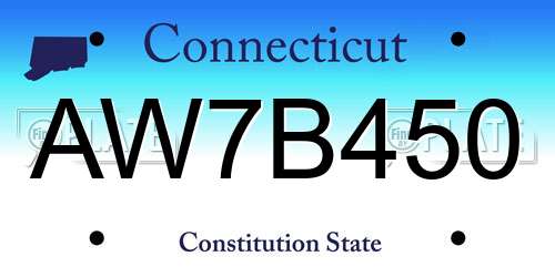 AW7B450 Connecticut License Plate