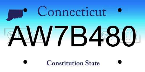 AW7B480 Connecticut License Plate