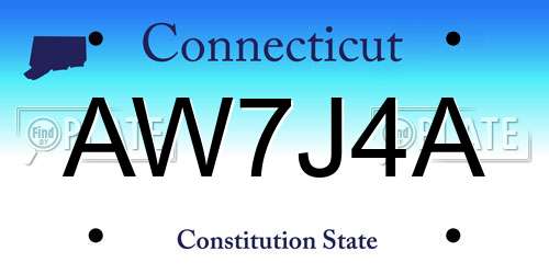 AW7J4A Connecticut License Plate