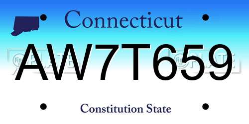 AW7T659 Connecticut License Plate