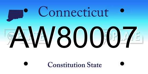 AW80007 Connecticut License Plate