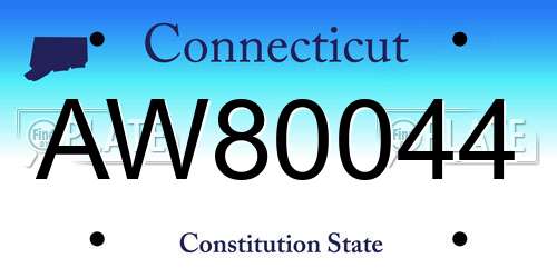 AW80044 Connecticut License Plate