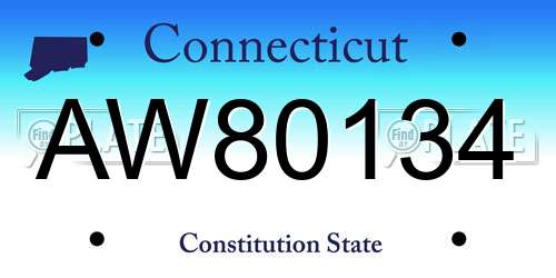AW80134 Connecticut License Plate