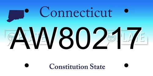 AW80217 Connecticut License Plate