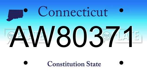 AW80371 Connecticut License Plate