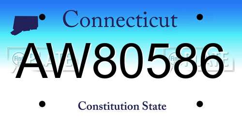 AW80586 Connecticut License Plate