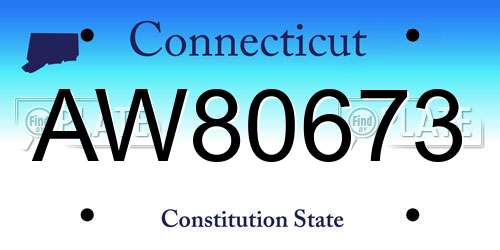 AW80673 Connecticut License Plate