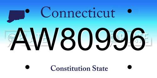 AW80996 Connecticut License Plate