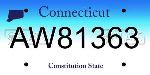 AW81363 Connecticut License Plate