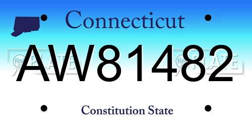 AW81482 Connecticut License Plate