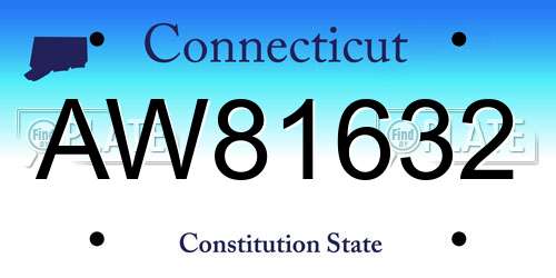 AW81632 Connecticut License Plate