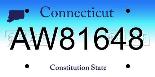 AW81648 Connecticut License Plate