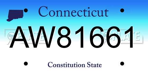 AW81661 Connecticut License Plate