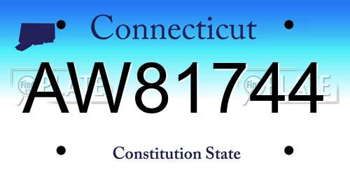 AW81744 Connecticut License Plate