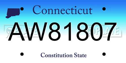 AW81807 Connecticut License Plate