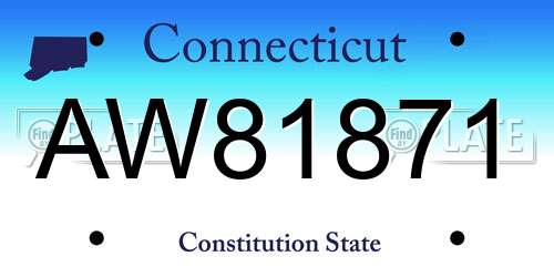 AW81871 Connecticut License Plate